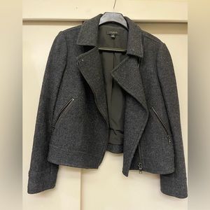 Ann Taylor Petite : Gray Wool-blend Cropped Moto Jacket